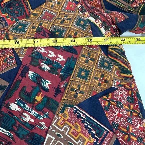 Best American Clothing 100% Silk Southwestern Print Button-Up Blouse Size Small - Picture 9 of 14